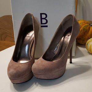 Bakers Victoria Taupe Suede Platform Stilettos